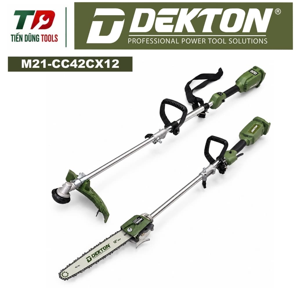 Máy Cắt Cỏ 2 trong 1 (Cắt Cỏ Kết Hợp Cưa Xích) DEKTON M21-CC42CX12 Động Cơ Không Chổi Than Chân Pin Phổ Thông