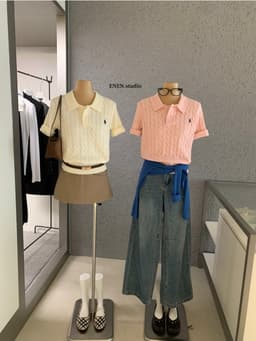 ENEN Áo Len Nữ Dệt Kim Tay Ngắn Cổ Polo Thêu Hình Ngựa Phong Cách Hàn Quốc 11639 2