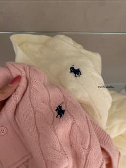 ENEN Áo Len Nữ Dệt Kim Tay Ngắn Cổ Polo Thêu Hình Ngựa Phong Cách Hàn Quốc 11639 4