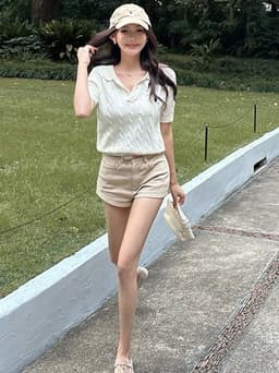 ENEN Áo Len Nữ Dệt Kim Tay Ngắn Cổ Polo Thêu Hình Ngựa Phong Cách Hàn Quốc 11639 7