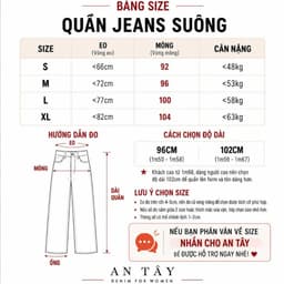 Quần Jean Suông Thêu Hoạ Tiết AN TÂY Vải Jean Mềm, Gấu Quần Thêu Hoa Nổi Chiều Dài 96cm/100cm #8850 Màu Xanh Nhạt 9