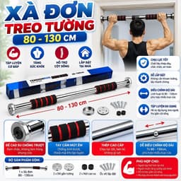 Xà Đơn Treo tường 80-130cm và Dụng Cụ Hít Đất Chống Đẩy PUSH UP BOARD Đa Năng 14in. LMS 1