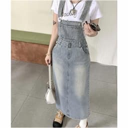 Yếm Jean Dáng Váy Dài Kèm Belt AN TÂY Vải Jean Mềm QC, Dễ Phối Đồ, Style Hàn Quốc Màu Nâu Choco, Xanh Nhạt, Xanh Than 4