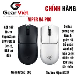 (Gear Việt) Chuột Gaming Razer Viper V4 Pro | 49g/50g | Không Dây | Cảm Biến Quang 50K | 180 Tiếng | Switch Quang Học 1