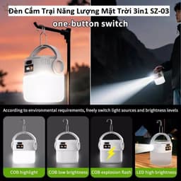 Đèn Bão Kiêm Quạt 9299 Năng Lượng Mặt Trời và Đèn Cắm Trại Năng Lượng Mặt Trời 3in1 SZ-03 8