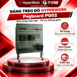 Bảng Treo Đồ HyperWork PG02 Lắp Bàn Làm Việc - Thép Tĩnh Điện 520x420mm - Kèm 14 Phụ Kiện Gọn Gàng 1