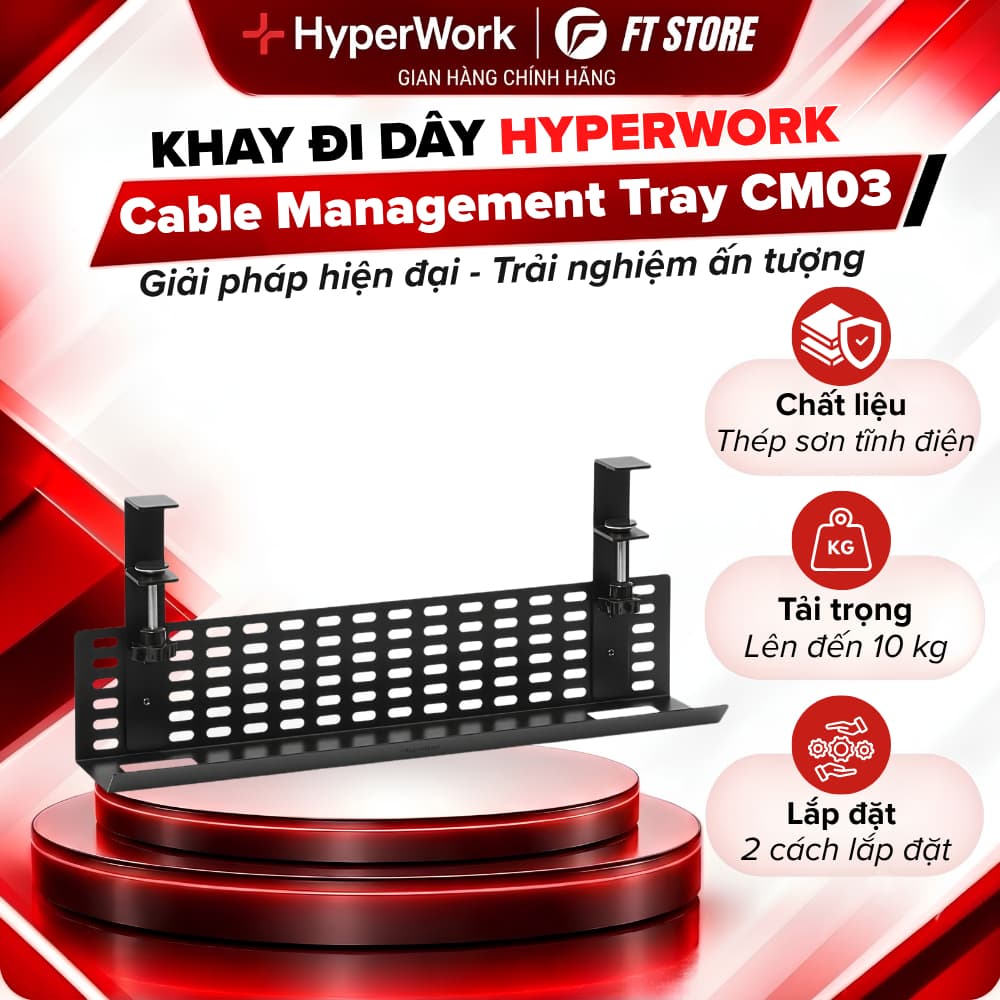 Khay Đi Dây HyperWork CM03 Chính Hãng – Giải Pháp Quản Lý Dây Gọn Gàng và Lắp Đặt Dễ Dàng