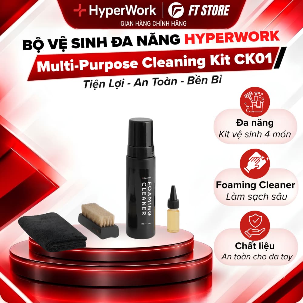 Bộ Vệ Sinh Đa Năng HyperWork Care Kit CK01 Chính Hãng - Set Làm Sạch 4 Món Cho Đồ Công Nghệ Và Thiết Bị