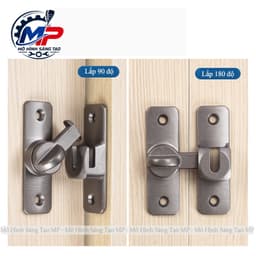Chốt Khóa Cửa Hợp Kim Nhôm, Chốt Khóa Cửa Mở Góc 90 Độ-180 Độ Kèm Vít Tắc Kê, Lắp Đặt Dể Dàng, KHOA-19 4