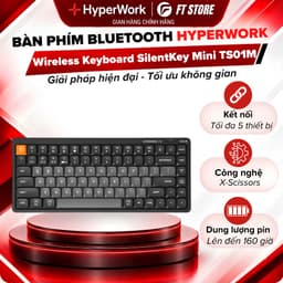 Bàn Phím Không Dây HyperWork SilentKey Mini TS01M - Chống Ồn X-Scissors, 3 Chế Độ Kết Nối 1