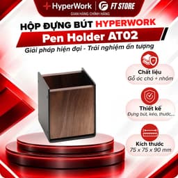 Cốc Đựng Bút Bàn Làm Việc HyperWork AT02 - Gỗ Óc Chó Kết Hợp Nhôm, Lót Nhung- Chính hãng 1