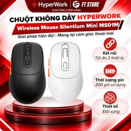 Chuột Không Dây Đa Thiết Bị HyperWork MS01M Silentium Mini - Bluetooth 5.1 & Wireless 2.4GHz, Chống Ồn, Pin 200 G 1