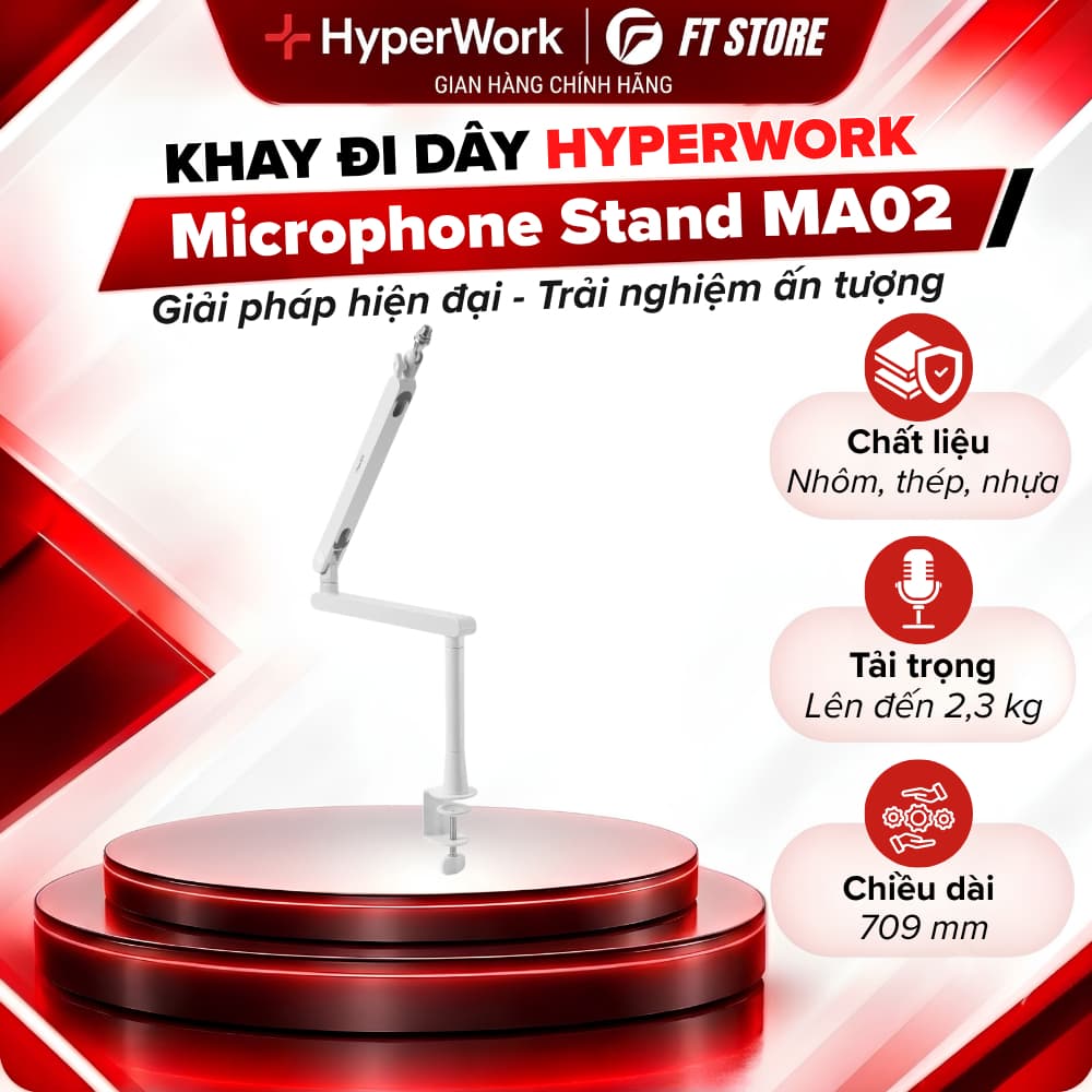 Giá Đỡ Microphone HyperWork MA02 Chính Hãng – Arm Kẹp Mic Bền Bỉ, Điều Chỉnh Linh Hoạt và Tiện Dụng