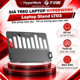Giá Treo Laptop Gắn Arm Màn Hình VESA HyperWork LT03 - Khay Đỡ Máy Tính, Tablet 12-17 Inch Tản Nhiệt Tốt, Chắc Chắn 1