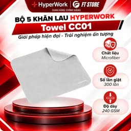 Bộ 5 Khăn Lau Microfiber HyperWork CC01 - Khăn Vệ Sinh Đồ Điện Tử, Màn Hình, Kính Chống Xước Xát 1