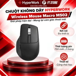 Chuột Không Dây HyperWork Macro MS02 - Kết Nối Bluetooth & Wireless 2.4G, Pin siêu khủng- Chính Hãng 1