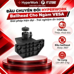 Đầu Chuyển Đổi Ballhead Cho Ngàm VESA HyperWork VA01 (Tải Trọng 3kg) - Khớp Xoay 360 Độ Gắn Đèn, Mic, Máy Ảnh 1