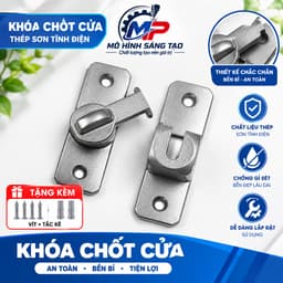 Chốt Khóa Cửa Hợp Kim Nhôm, Chốt Khóa Cửa Mở Góc 90 Độ-180 Độ Kèm Vít Tắc Kê, Lắp Đặt Dể Dàng, KHOA-19 1