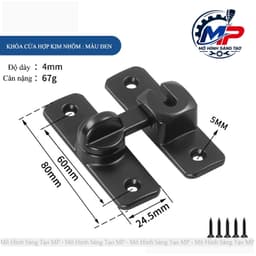Chốt Khóa Cửa Hợp Kim Nhôm, Chốt Khóa Cửa Mở Góc 90 Độ-180 Độ Kèm Vít Tắc Kê, Lắp Đặt Dể Dàng, KHOA-19 8