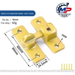 Chốt Khóa Cửa Hợp Kim Nhôm, Chốt Khóa Cửa Mở Góc 90 Độ-180 Độ Kèm Vít Tắc Kê, Lắp Đặt Dể Dàng, KHOA-19 9
