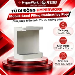 Tủ Di Động Đa Năng HyperWork Ivy Pop 2 Tầng - Kệ Sắt Lưu Trữ Gầm Bàn Làm Việc, Xe Kéo Đa Năng, Decor, Chịu Lực 30kg 1