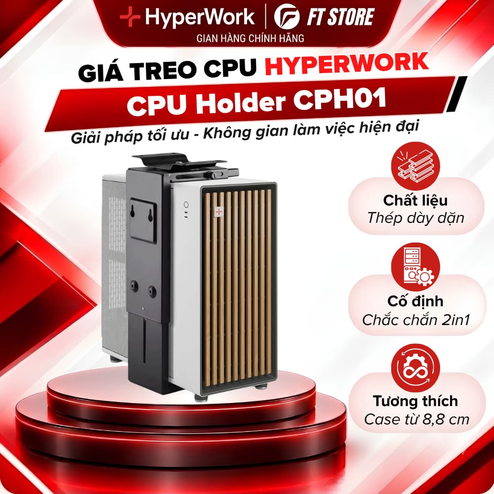 Giá Treo CPU 2IN1 Hyperwork CPH01 - Xoay 360 Độ, Tương Thích linh hoạt từ 8,8 cm - Chính Hãng
