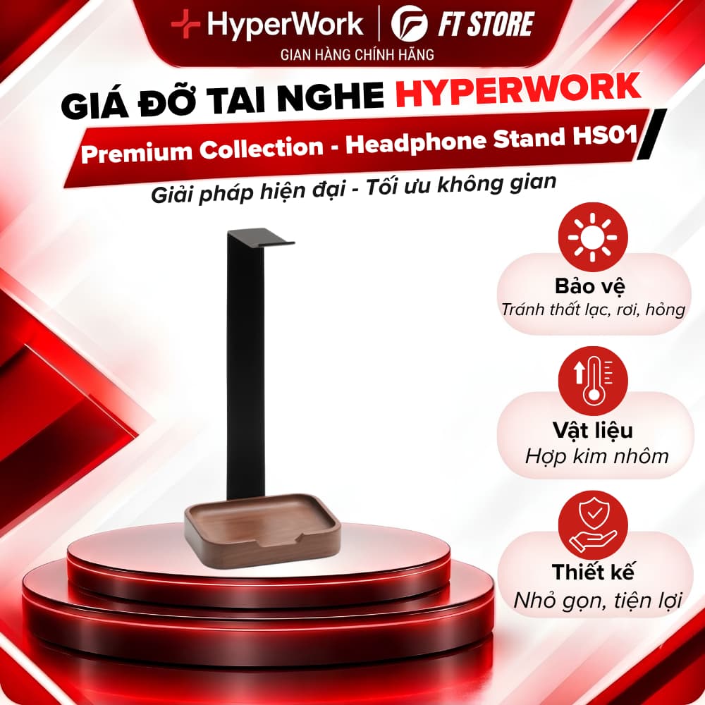 Giá Đỡ Tai Nghe HyperWork HS01 Chính Hãng - Phụ Kiện Desk Setup Tối Giản, Hiện Đại