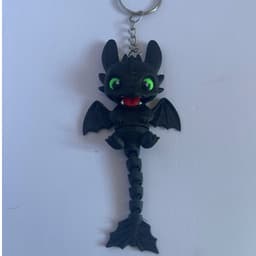Móc Khóa Rồng Răng Sún Toothless Mini In 3D, Rồng Đen Rồng Trắng Mắt To Siêu Cute, Đuôi Khớp Nối, Treo Balo Túi Xách 2