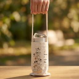 Túi đựng cốc giữ nhiệt, bình giữ nhiệt chất liệu Canvas mèo đáng yêu chống thấm nước tbinha1026 5