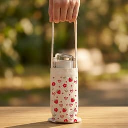 Túi đựng cốc giữ nhiệt, bình giữ nhiệt chất liệu Canvas dâu tây chống thấm nước tbinha1028 5