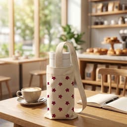 Túi đựng cốc giữ nhiệt, bình giữ nhiệt chất liệu Canvas hoa nhí chống thấm nước tbinha1029 4