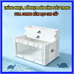 Bể Nhựa Dán Kính, Thùng Nhựa Cao Cấp Nuôi Cá Cảnh, Rùa Cảnh. Kính Mặt Siêu Trong Size 40-60cm 1