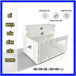 Bể Nhựa Dán Kính, Thùng Nhựa Cao Cấp Nuôi Cá Cảnh, Rùa Cảnh. Kính Mặt Siêu Trong Size 40-60cm 2