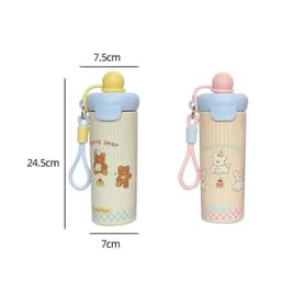 Bình Giữ Nhiệt 600ml Inox Có Ống Hút, Dây Đeo, Nắp Kín, Bình Nước Hoạt Hình Dễ Thương 3