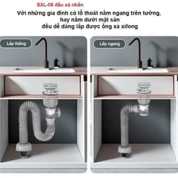 Bộ ống xả nút ruột gà bồn rửa chén, lavabo dài 113cm 5
