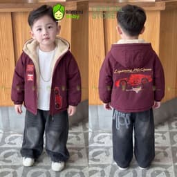 [12-37KG] Áo Khoác Lót Lông Cao Cấp Cho Bé Trai KIMCHIBABY Cản Gió Trượt Nước Giữ Ấm Cực Tốt Họa Tiết Siêu Nhân AK602 9