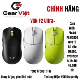 (Gear Việt) Chuột không dây Gaming FPS VGN F2 | F2 Ultra+ | F2 Pro+ | PAW3950 Ultra | 8K Polling Rate 1