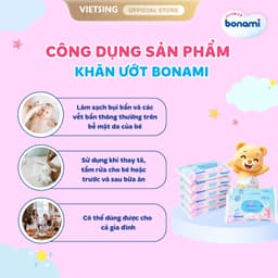 [HÀNG MỚI VỀ] Khăn Ướt Bonami Gói 100 Tờ KHÔNG MÙI Chính Hãng, Êm Ái, An Toàn Cho Làn Da Bé 6