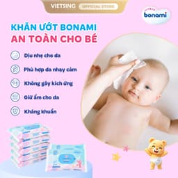 [HÀNG MỚI VỀ] Khăn Ướt Bonami Gói 100 Tờ KHÔNG MÙI Chính Hãng, Êm Ái, An Toàn Cho Làn Da Bé 7