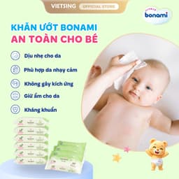 [HÀNG MỚI VỀ] Khăn Ướt Bonami Gói 20 Tờ Mùi Hương Trà Xanh Chính Hãng, Tươi Mát, Dễ Chịu, An Toàn Cho Làn Da Bé 5