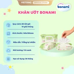[HÀNG MỚI VỀ] Khăn Ướt Bonami Gói 80 Tờ Mùi Hương Trà Xanh Chính Hãng, Dịu Mát, An Toàn Cho Làn Da Bé 4