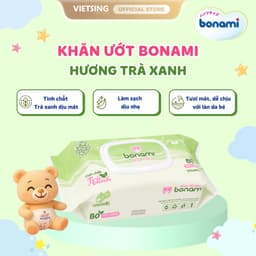 [HÀNG MỚI VỀ] Khăn Ướt Bonami Gói 20 Tờ Mùi Hương Trà Xanh Chính Hãng, Tươi Mát, Dễ Chịu, An Toàn Cho Làn Da Bé 3
