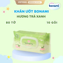 [HÀNG MỚI VỀ] Khăn Ướt Bonami Gói 80 Tờ Mùi Hương Trà Xanh Chính Hãng, Dịu Mát, An Toàn Cho Làn Da Bé 2