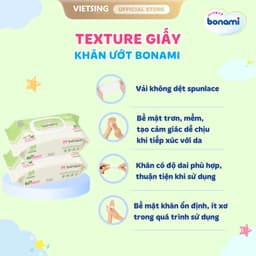 [HÀNG MỚI VỀ] Khăn Ướt Bonami Gói 20 Tờ Mùi Hương Trà Xanh Chính Hãng, Tươi Mát, Dễ Chịu, An Toàn Cho Làn Da Bé 6