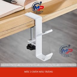 Móc Treo Đồ Kẹp Bàn Không Cần Khoan, Móc Treo Balo Túi Xách Cạnh Bàn Học Bàn Làm Việc, Màu Đen Trắng 8