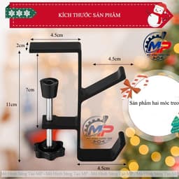 Móc Treo Đồ Kẹp Bàn Không Cần Khoan, Móc Treo Balo Túi Xách Cạnh Bàn Học Bàn Làm Việc, Màu Đen Trắng 4