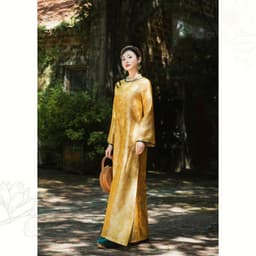 [ Tặng Quần ] Áo Dài Lụa Kim Xuyến, Thiết Kế Thanh Lịch, Lụa Cao Cấp By LYNS - LADL26025Y 3
