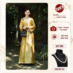 [ Tặng Quần ] Áo Dài Lụa Kim Xuyến, Thiết Kế Thanh Lịch, Lụa Cao Cấp By LYNS - LADL26025Y 1