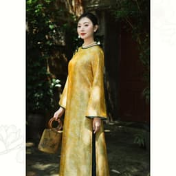 [ Tặng Quần ] Áo Dài Lụa Kim Xuyến, Thiết Kế Thanh Lịch, Lụa Cao Cấp By LYNS - LADL26025Y 2