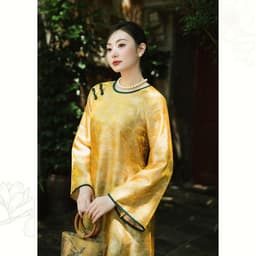 [ Tặng Quần ] Áo Dài Lụa Kim Xuyến, Thiết Kế Thanh Lịch, Lụa Cao Cấp By LYNS - LADL26025Y 5